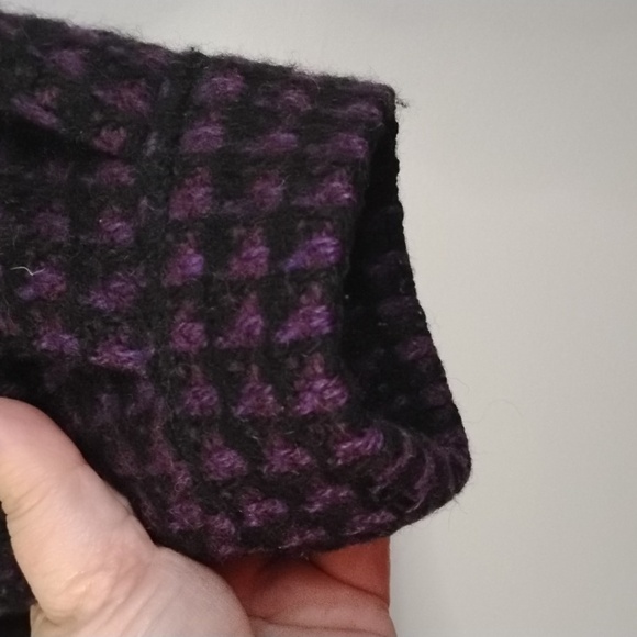 Vintage Fashions By Jill Leather And Wool Women's Black and Purple Coat 80s - Picture 9 of 16